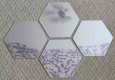 Дзеркальні наклейки шестикутні пластикові 20 х 23 х 11,5 см 4 шт набор Б239, фото 1