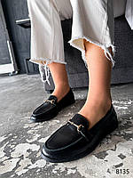 Женские туфли лоферы на низком ходу кожаные черные Solo