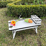 Білий столик-піднос для сніданків із гравіюванням, фото 7