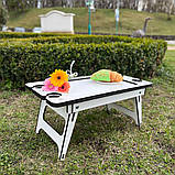 Білий столик-піднос для сніданків із гравіюванням, фото 8