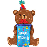 Фольгована куля Святковий ведмедик 34" (Grabo) в упаковці