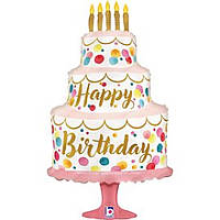 Фольгована куляРожевий торт 33" (Grabo) в упаковці