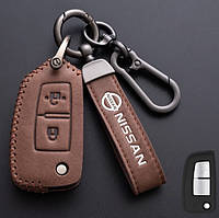 Чехол для автоключей Nissan с Брелоком Карабин Оригинал (2 кнопки Выкидной ключ №2)