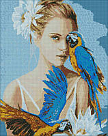 Набір з алмазною мозаїкою "Дівчина з блакитними папугами ©Ira Volkova" AMO7208 40х50см