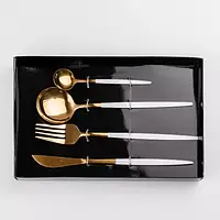 Набор столовых приборов Cutlery set на 1 персону, цвет белый, набор приборов 4 шт , набор приборов в коробке