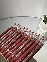 Набор нюдовых карандашей для губ Flormar с точилкой Waterproof lipstick pencils 12 шт