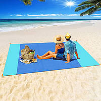 Водонепроницаемый пляжный коврик OUGEP, большая ковдра против песка 200 см x 210 см, пространство с 4 кругами,
