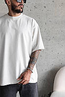Мужская белая футболка оверсайз без принтов новая модель