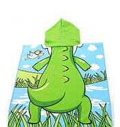 Дитячий пляжний рушник, пончо з капюшоном, з мікрофібри, 120х60см, крокодил, фото 7