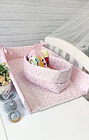 Матрацик на пеленальний стіл комод для новонародженого зі знімним поролоном 40*65 см і корзинка для аксесуарів