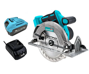 Пила дискова акумуляторна Grand ПД-20 BL/PRO (Акумулятор 20 В, 4 А/год і Зарядна в комплекті)