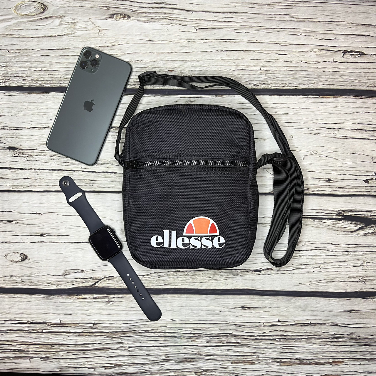 Сумка Ellesse чорного кольору / Чоловіча спортивна сумка через плече Еліс / Барсетка Ellesse, фото 1