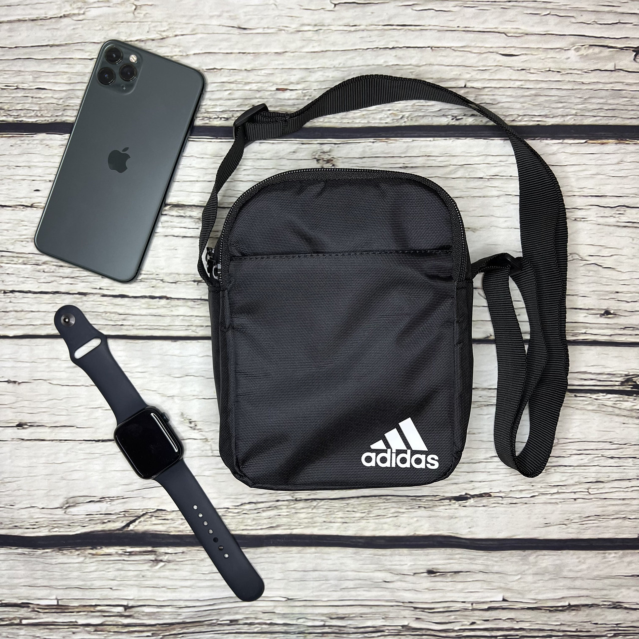 Сумка Adidas чорного кольору / Чоловіча спортивна сумка через плече Адидас / Барсетка Adidas