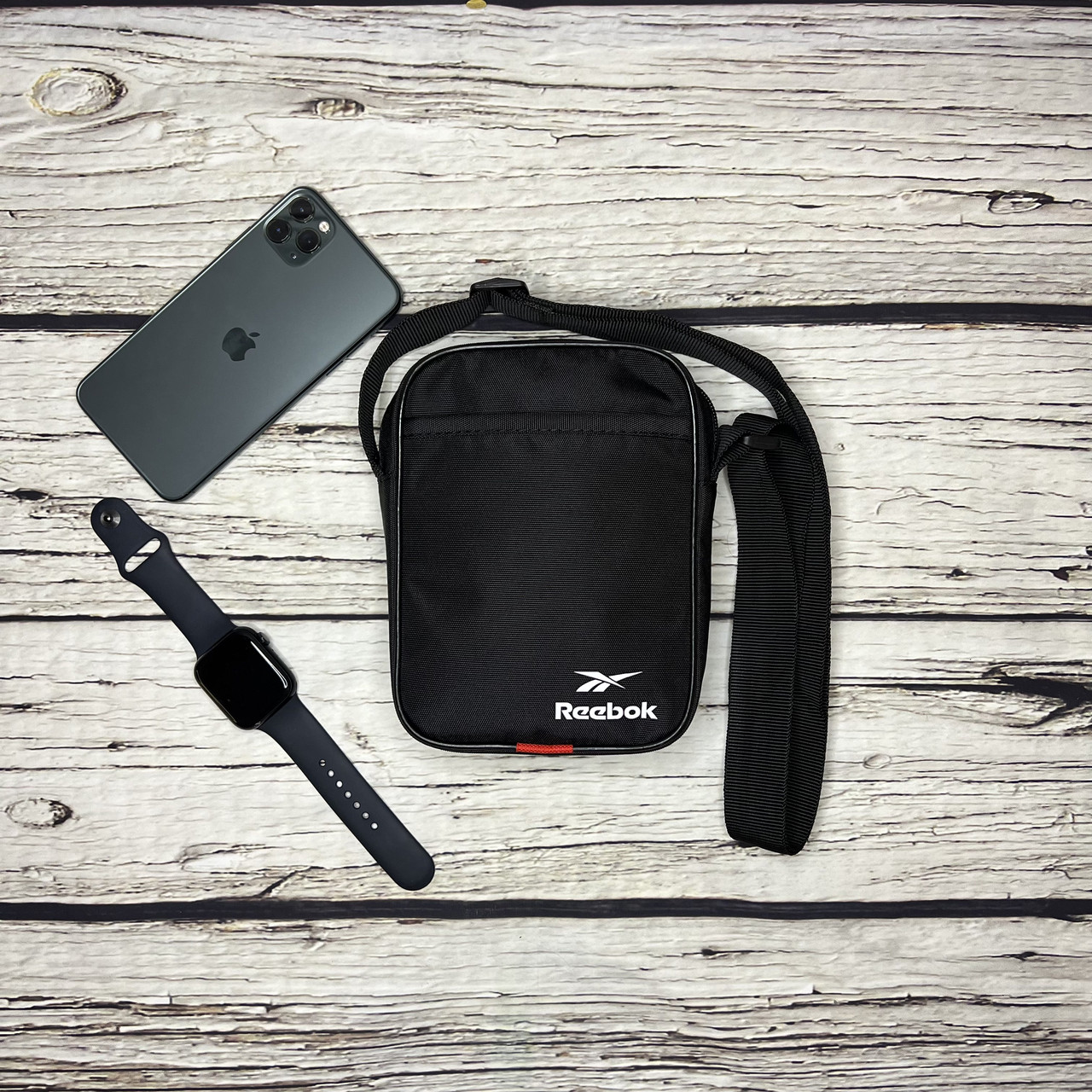 Маленька чоловіча сумка через плече Рібок Reebok з тканини, фото 1