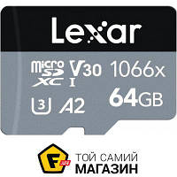 Карта памяти Lexar Карта памяти Lexar 64GB microSDXC class 10 UHS-I 1066x Silver (LMS1066064G-BNANG)