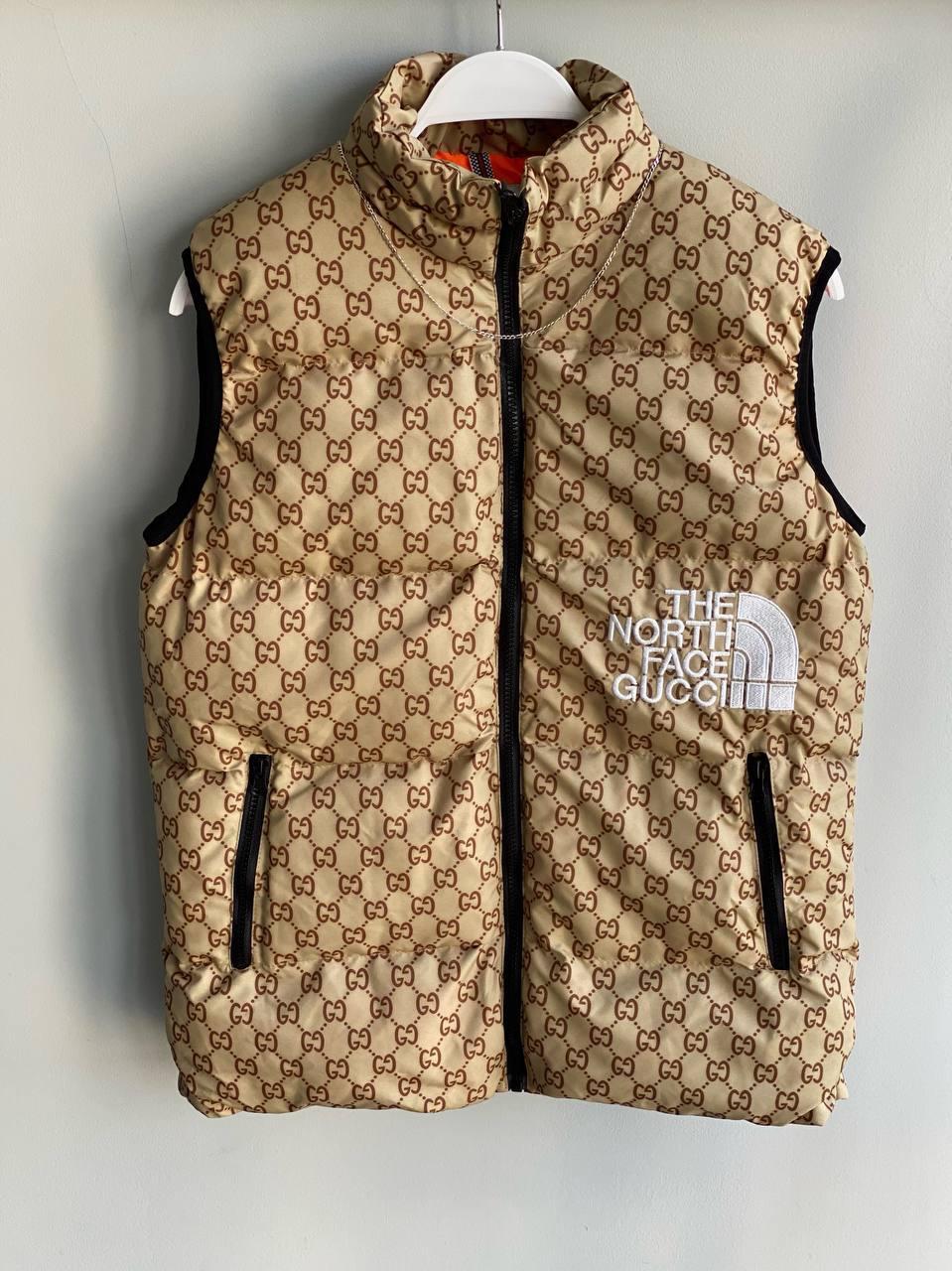 Чоловічий жилет Gucci vs The North Face M1833 бежевий, фото 1