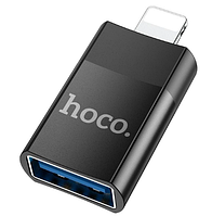 OTG переходник Hoco UA17 Original с Lightning(iPhone) на USB 2.0 адаптер Grey