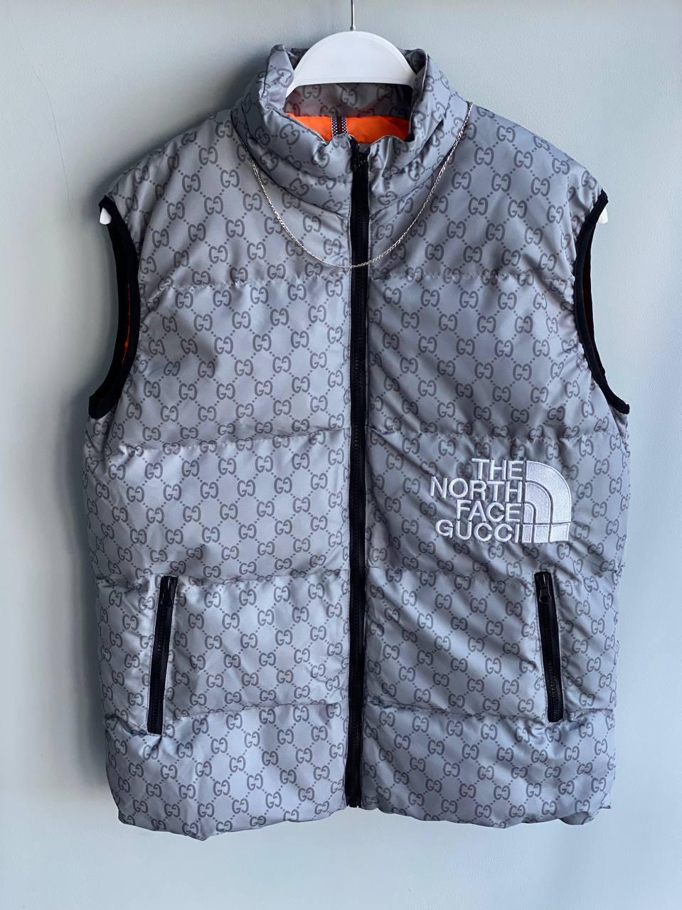 Чоловічий жилет Gucci vs The North Face M1834 сірий XL, XXL, фото 1