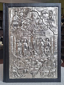 Книга Євангелія напрестольна українська мова, накладки сріблення ,оклад шкіра, 2 застібки, розмір 23*33