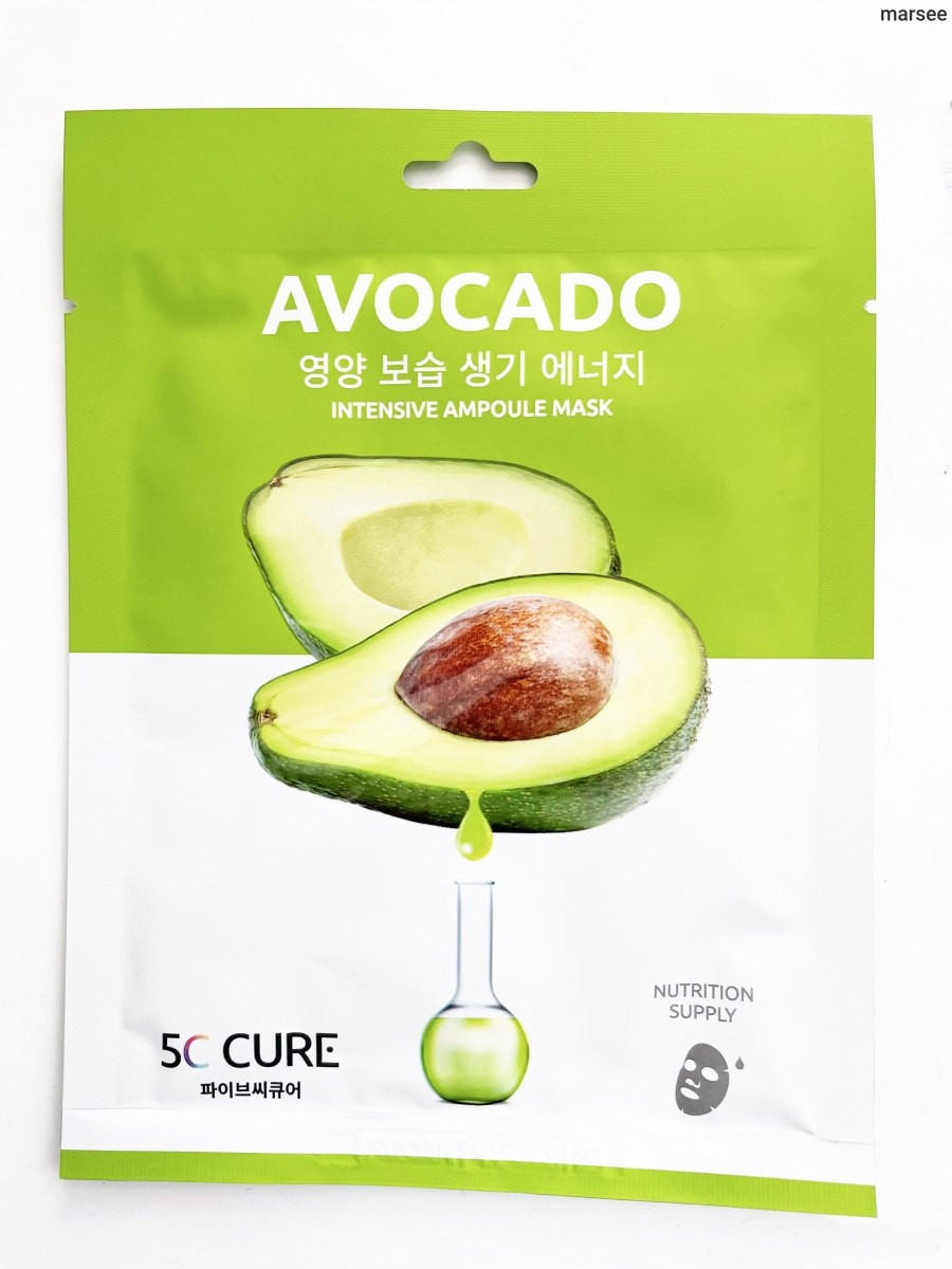 Тканинна зволожуюча маска для обличчя з екстрактом авокадо Jkosmec Avocado Intensive Ampoule Mask 25 мл