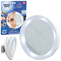 Увеличительное зеркало в ванную с подсветкой Swivel Brite 360 / Зеркало на присоске в ванную / Зеркальце