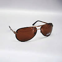 Очки солнцезащитные поляризованные бронзовые глянцевые капля Aviator Retro Moda Polarized PR021_C8-90