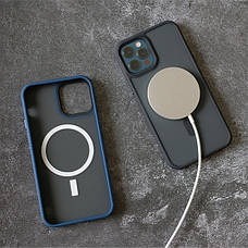 Чохол Color Frame матовий напівпрозорий з кольоровою рамкою та білим Magsafe для iPhone 12 Pro Blue, фото 6