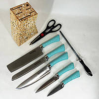 Набор ножей Rainberg RB-8806 на 8 предметов с ножницами и подставкой, из нержавеющей стали. AU-291 Цвет: (WS)