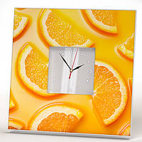 Стильные часы с апельсинами. Стильный подарок для кухни. Зеркальный циферблат