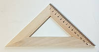 Линейка треугольная 16см, деревянная / прямоугольный равнобедренный треугольник (45*90*45) / лінійка дерев'яна