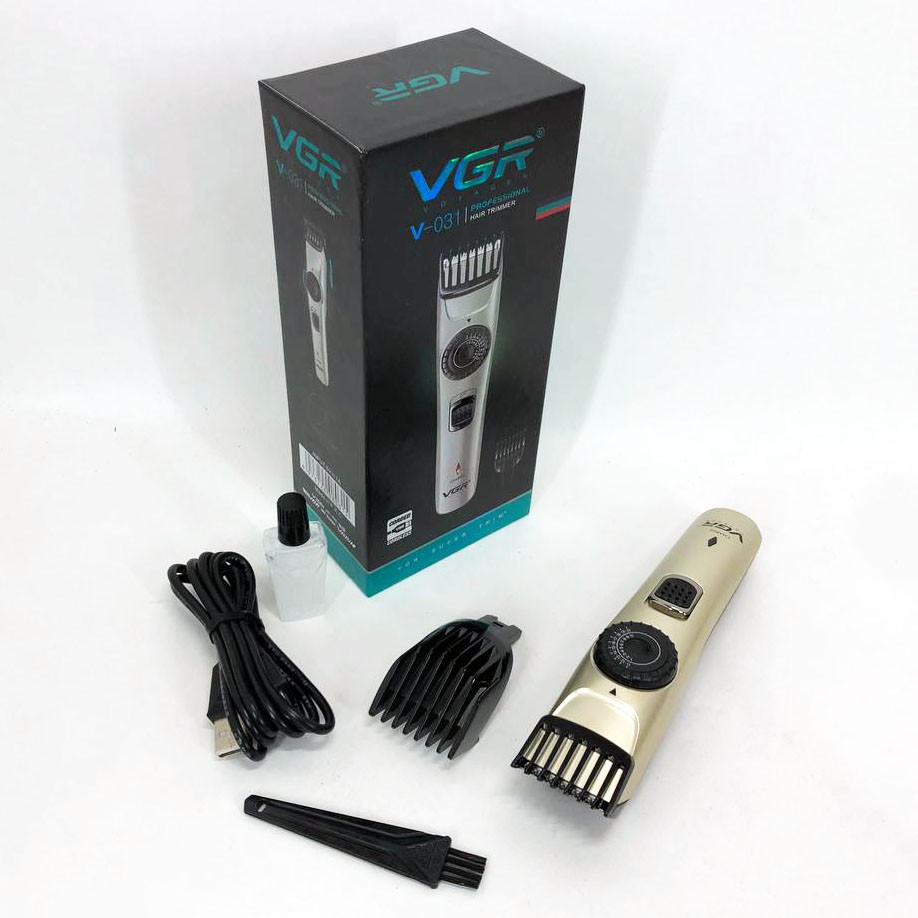 Машинка для стрижки волосся бездротова VGR V-031, тример для бороди вусів 2 насадки, окантувальна машинка, фото 1