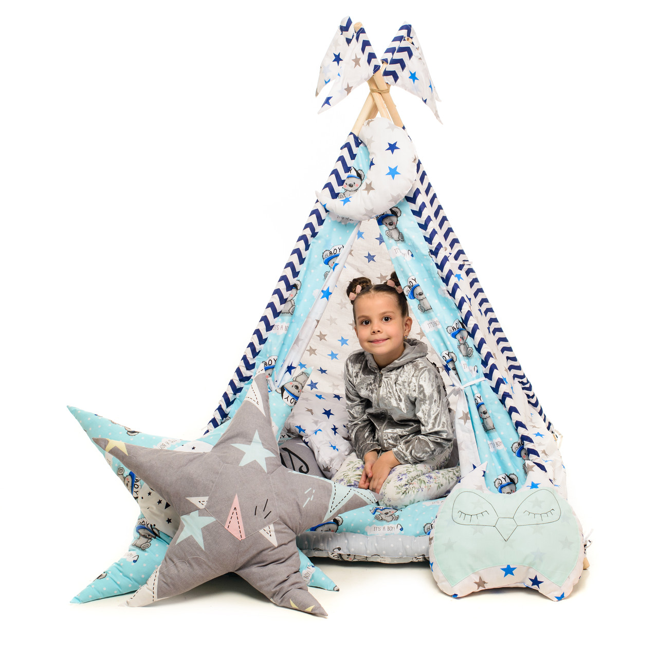 Вігвам дитячий ігровий намет "Ведмеді Blue", фото 1