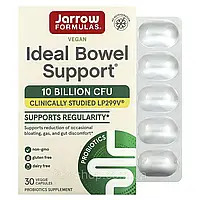 Jarrow Formulas, Ideal Bowel Support, 10 млрд КОЕ, 30 капсул, для поддержки кишечника, от вздутия живота