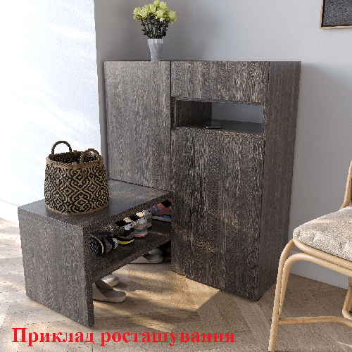 Тумба для обуви в прихожую с полками и выдвижным ящиком поворотная Без ...