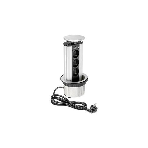 Подовжувач для офісу GTV AE-BPW3GS-80 (вбудовується в стіл), 3 гнізда SCHUCKO, срібний