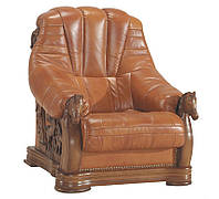 Кожаное кресло с резьбой OSKAR (80 см)