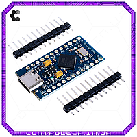 Мікроконтролер Arduino PRO Micro ATmega32u4 5В Tipe-C