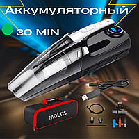 Автомобильный пылесос-компресор на аккумуляторе Moltis G4А, автопылесос ручной для автомобиля беспроводной