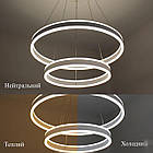 Підвісна світлодіодна люстра "кільця" 160 Вт з пультом і мобільним додатком колір каркасу чорний ESL-21529, фото 2