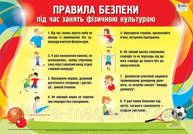 Правила безпеки під час занять фізичною культурою. Плакат
