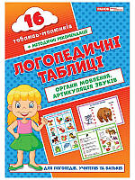 Логопедичні таблиці. Органи мовлення. Артикуляція звуків 16 карток