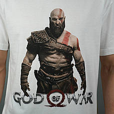 Футболка з принтом God Of War Kratos L Білий, фото 3
