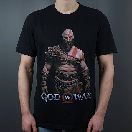Футболка з принтом God Of War Kratos S Чорний, фото 1
