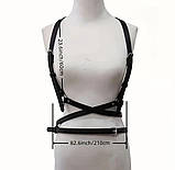 Портупея-оборот на сукні, чорна шкіряна класична портупея, ремені з регульованими застібками, гартер шкіра, фото 7