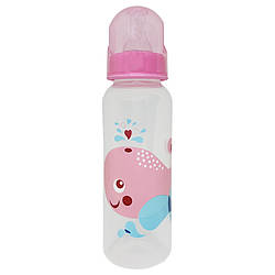 Пляшечка для годування "Кит" Mega Zayka MGZ-0206 (Pink) 250 мл, World-of-Toys
