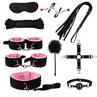 БДСМ с наручниками набор для бондажа садо мазо игрушки для ролевых игр розовый 10 единиц