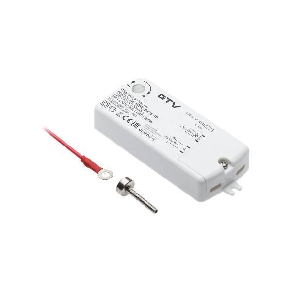 Сенсорний вимикач під гвинт GTV, білий, AE-WBEZDK15-10, 230V, MAX.500W, кабель 2м