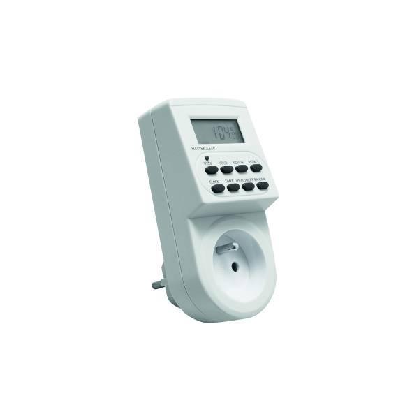 Таймер часу електронний тижневий GTV, max.3500W, IP20, розетка SCHUKO, білий корпус