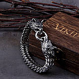 Чоловічий браслет з ювелірної сталі в скандинавському стилі "S&Wolf"+ авторська коробка "Vikings", фото 3