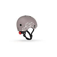 Шлем защитный детский Scoot and Ride SR-181206-BROWNLINES, коричневый, с фонариком, 45-51 см, Toyman